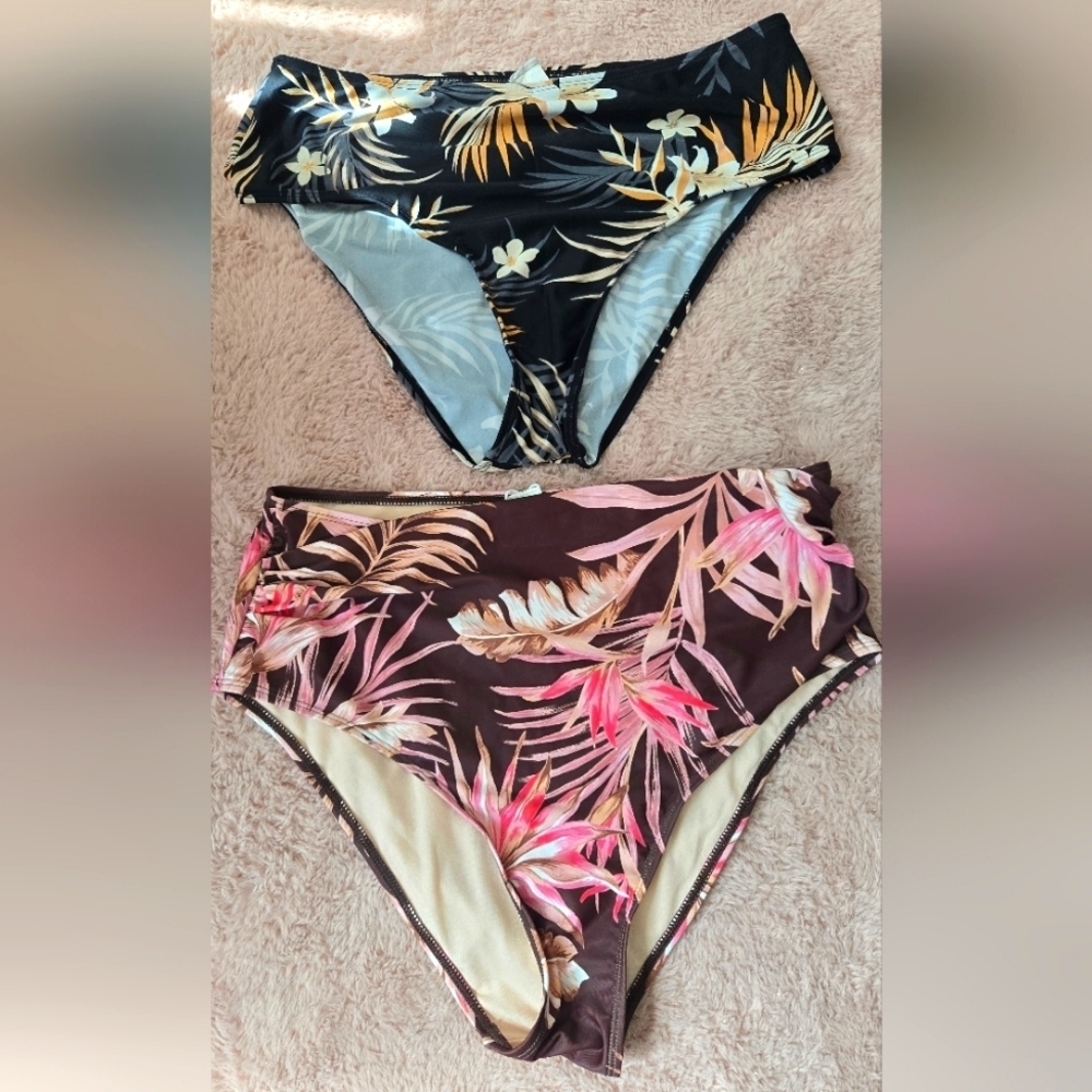 3/$20 Floral Tropical Bikini Bottoms Set Blue Black Pink Brown